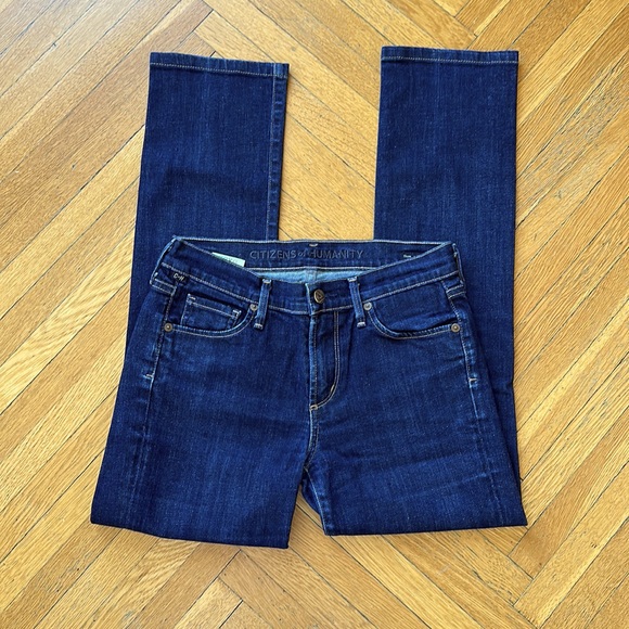 Citizens of Humanity Elson Straight Leg Mid Rise Jean - EXCELLENT- dk blue - 27 - Picture 4 of 13